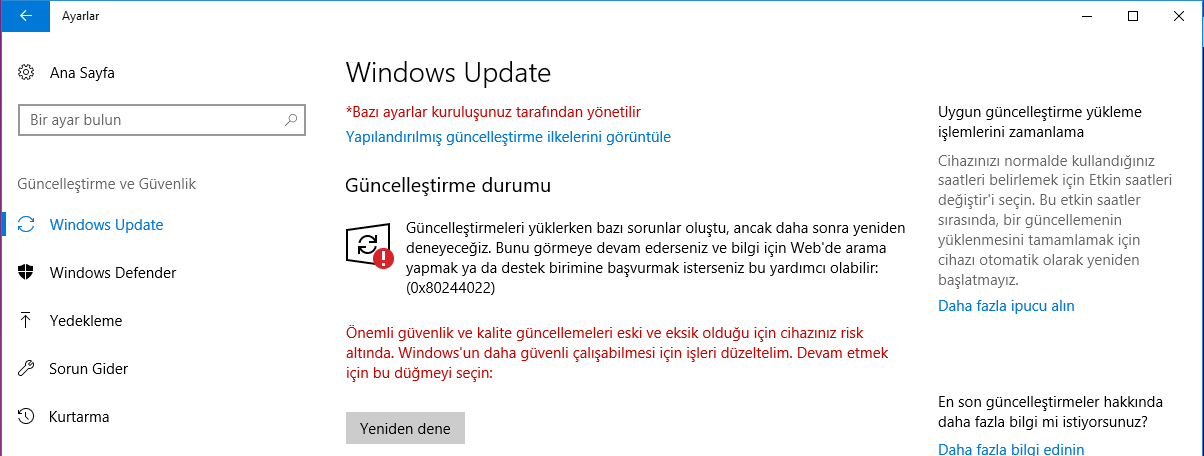 Windows 10 update sorunu [ÇÖZÜLDÜ]